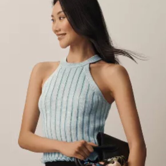 Brand New Pilcro Halter Ribbed Knit Sweater Tank - Picture 5 of 8